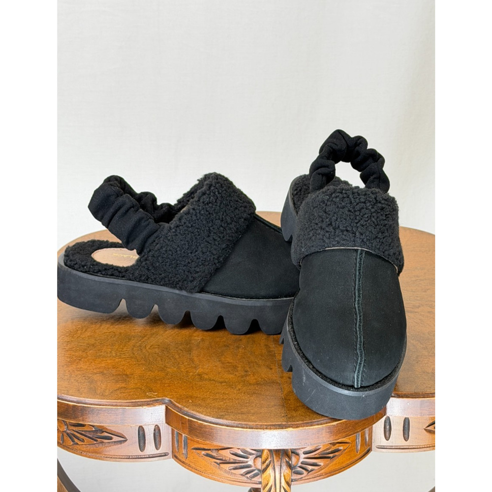 NIB All Black Slingback Sherpa Lined Mule Shoe #0366 EU 38